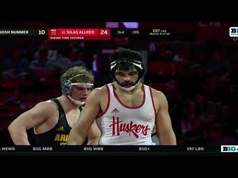 Silas Allred Tech Fall Win Nebraska Husker Wrestling vs Josh Nummer Arizona State 197 - 2/19/23