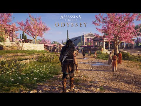 [4K] A Peaceful Walk Through an Ancient Greek City | AC Odyssey Ambience & ASMR