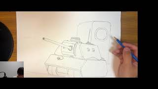 Water color Painting 「戦車模型のある静物画　No2」still life of a tank model No2