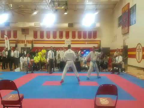 Sensei Richard Poage "racking up penalties" WKF Kumite Match