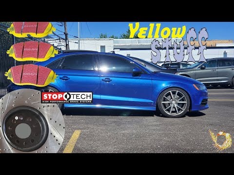 How to do Rotors, Brake Pads and bedding brakes on an Audi S3! (EBC Yellow Stuff & StopTech)