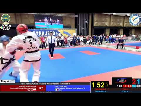 Pierluigi Tatti ITA VS Nazar Chumachenko POL ITF Taekwondo euros championship 2025 sparring -63 kg