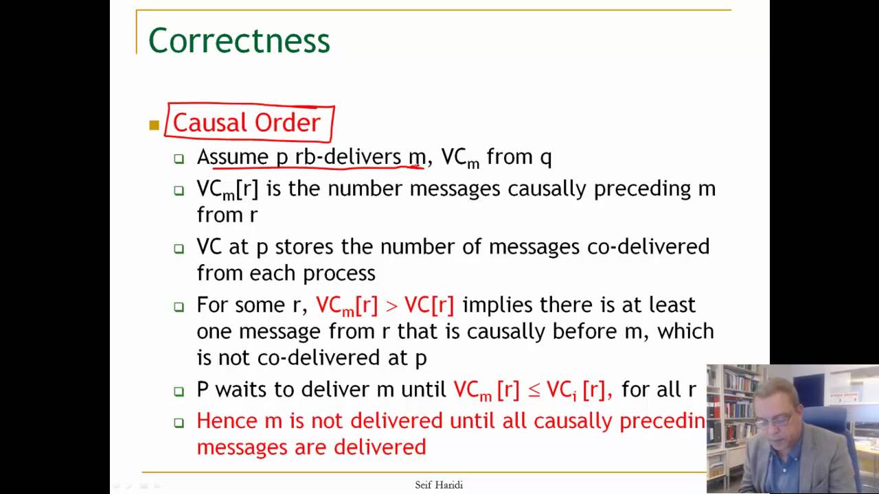 Lecture 7. Unit 5. Correctness for vector clock algorithm