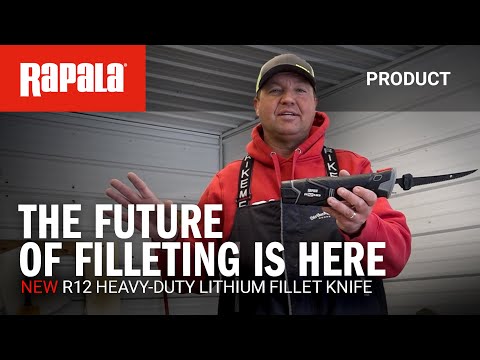 NEW RAPALA® R12 HEAVY-DUTY LITHIUM FILLET KNIFE COMBO - FILLET FAST AND CLEAN.