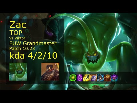 Zac vs Viktor Top - EUW Grandmaster 4/2/10 Patch 10.23 Gameplay