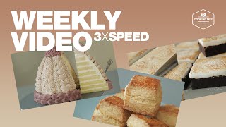 #12 일주일 영상 3배속으로 몰아보기 (털모자 케이크, 마시멜로우 브라우니, 생크림 스콘) : 3x Speed Weekly Video | Cooking tree