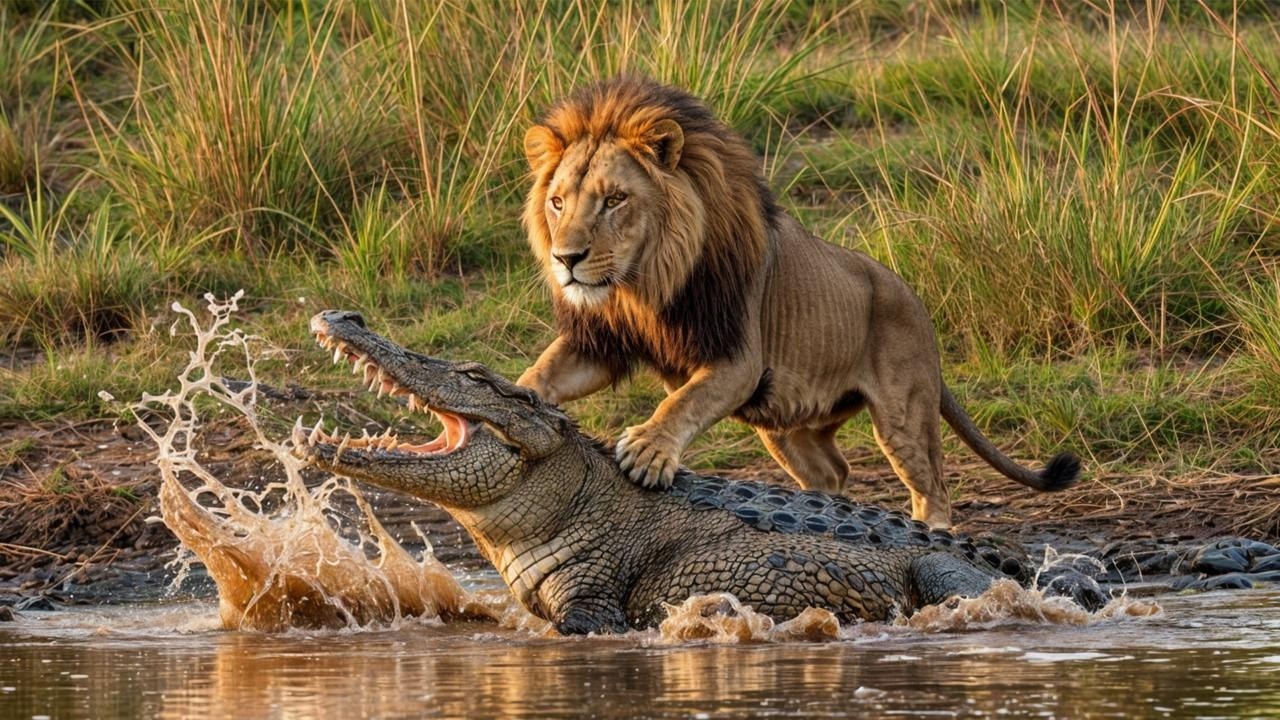 Лев Напал На Крокодила! Вот Что Было Дальше....