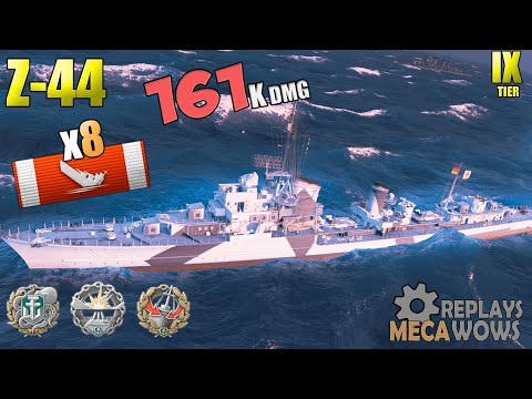 Destroyer Z-44 8 Kills Suspenseful Second Half Of The Battle | World of Warships