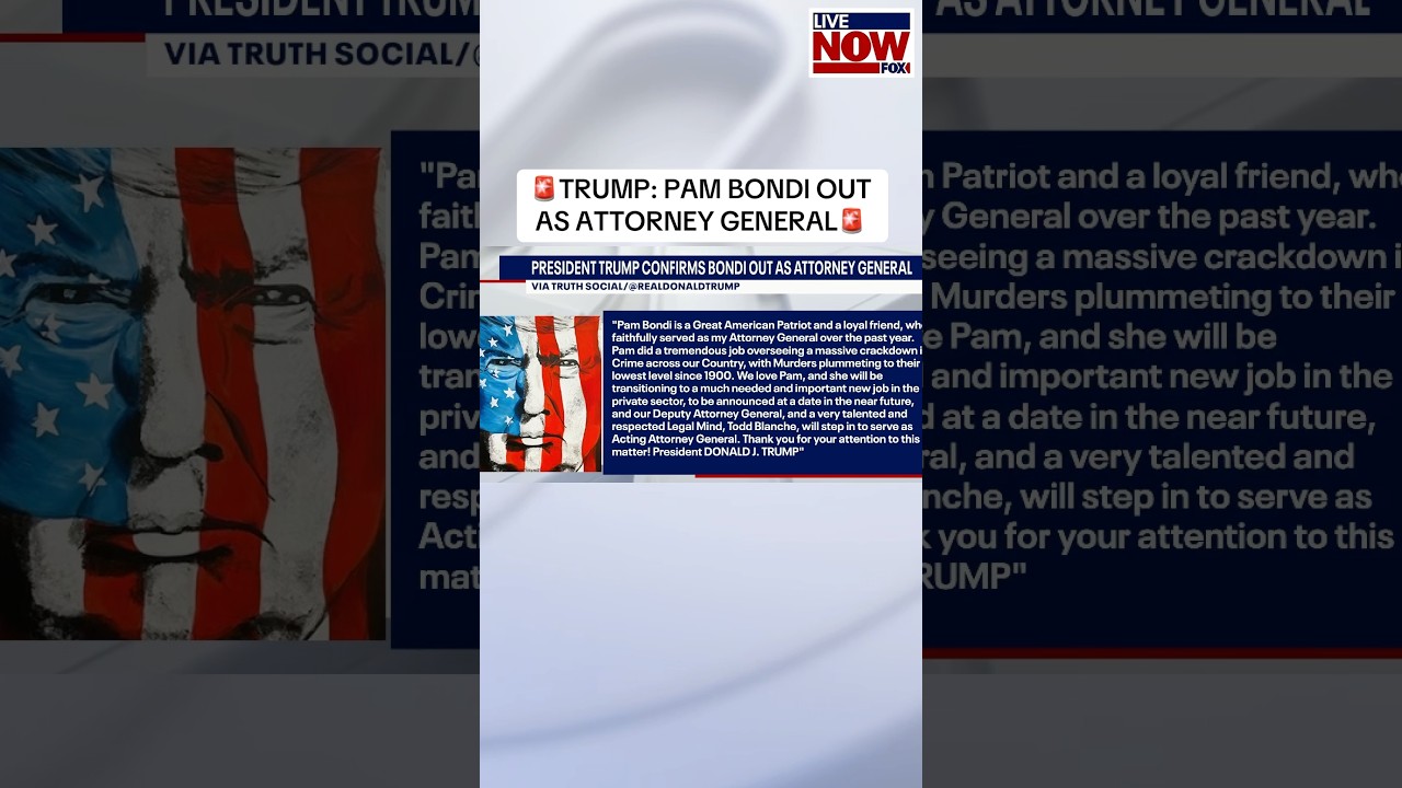 President Trump announced via Truth Social Thursday that Pam Bondi is out as his attorney general.