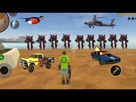 Vegas Crime Simulator - (Vegas Hero Fight Red Car Robot) [Blue Car Burned] - Android Gameplay HD
