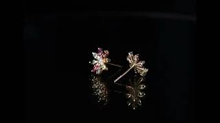 CI0001311 - 3 grams 9 carat Yellow Gold Floral Design Gemstone Stud Earrings