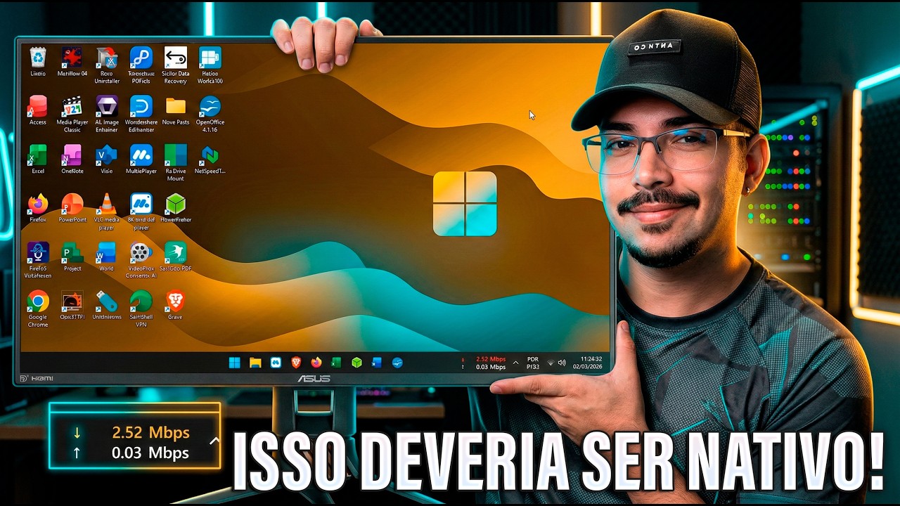 VOCÊ PRECISA DISSO no seu Windows! 😱 Medidor de Internet Real-Time (NetSpeedTray)