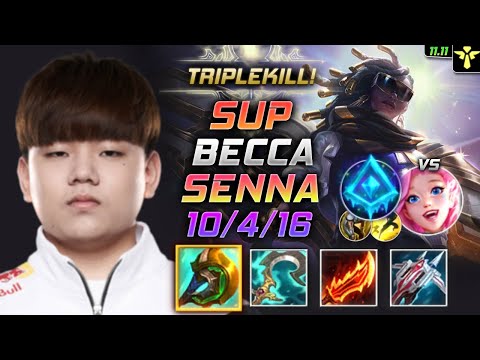 Becca Senna Support vs Seraphine - 베카 서폿 세나 템트리 룬 신파자 빙결 セナ Сенна 涤魂圣枪 姍娜 - LOL KR 11.11