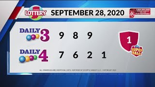 Daily 3 Daily 4 Evening Drawing: September 28, 2020