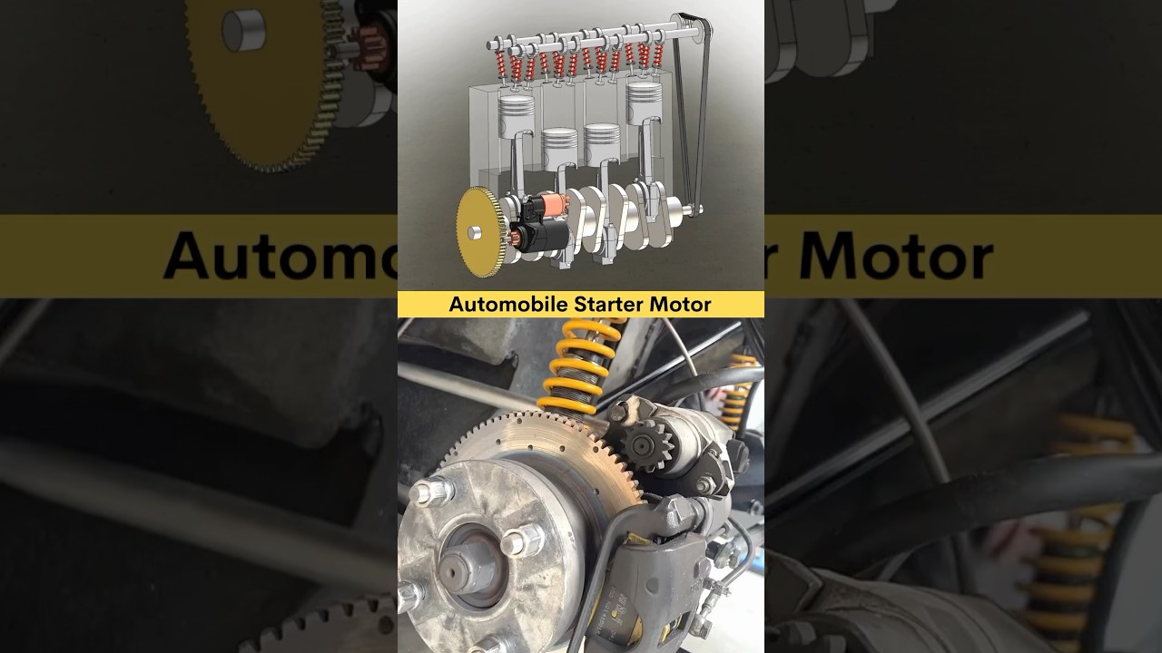 Automobile Engine Starter Motor - How it’s work? 😉✅ #cadcam #automobile #engineering #carlover #3d