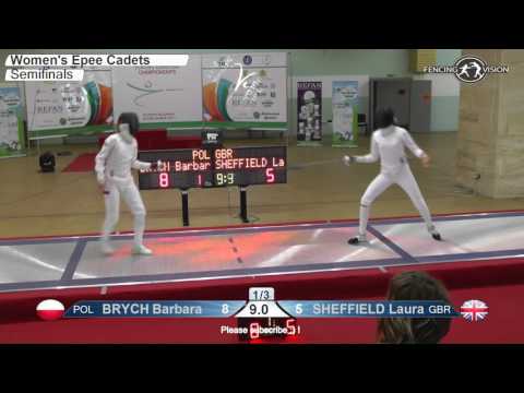 FE W E Individual Cadets Plovdiv BUL ZC Europe 2017 Semifinal 01 podium BRYCH POL vs SHEFFIELD GBR