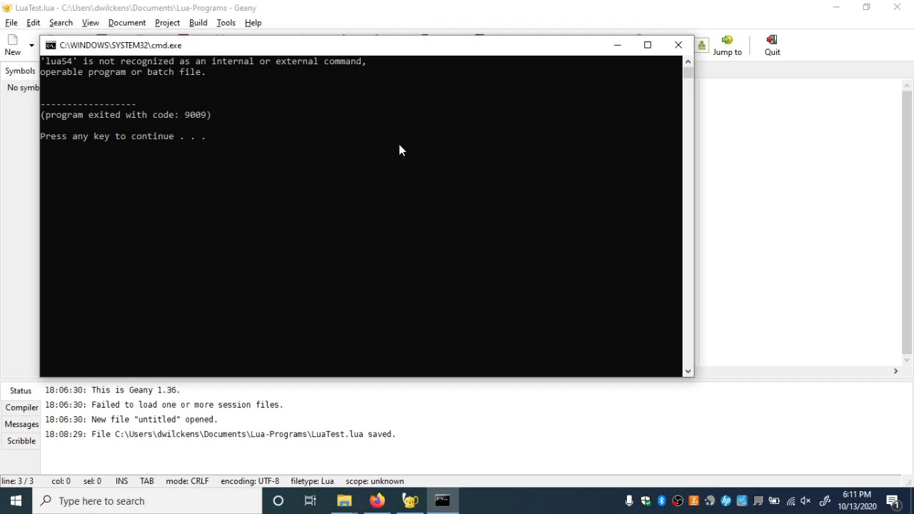 Lua Tutorial 0: Setting Up Lua and the Geany IDE on Windows