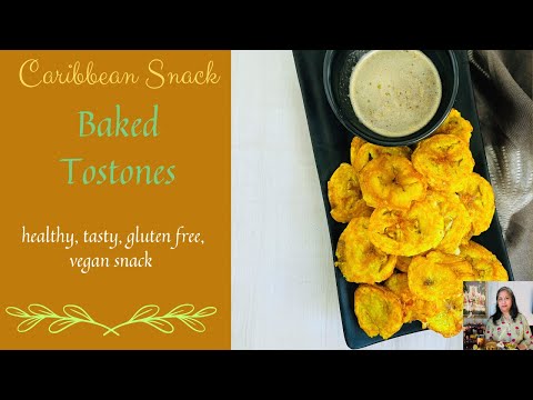 BAKED TURMERIC TOSTONES & MOJO SAUCE RECIPE | POPULAR CARIBBEAN SNACK