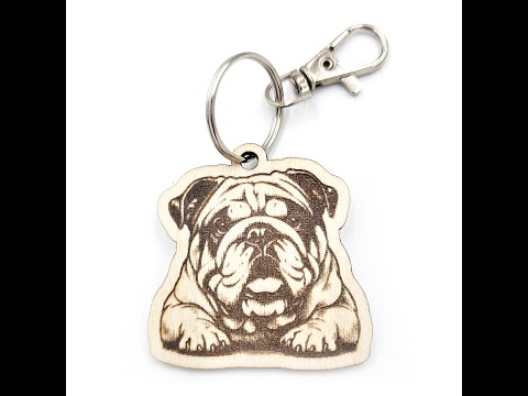 Bulldog Shaped Wooden Keyring