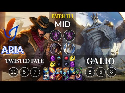 CGA Aria Twisted Fate vs Galio Mid - KR Patch 11.1