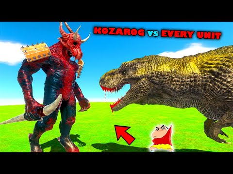 KOZAROG The Devil vs EVERY UNIT😱| SHINCHAN and CHOP fight DINOSAURS 😂Hindi animal revolt battle sim