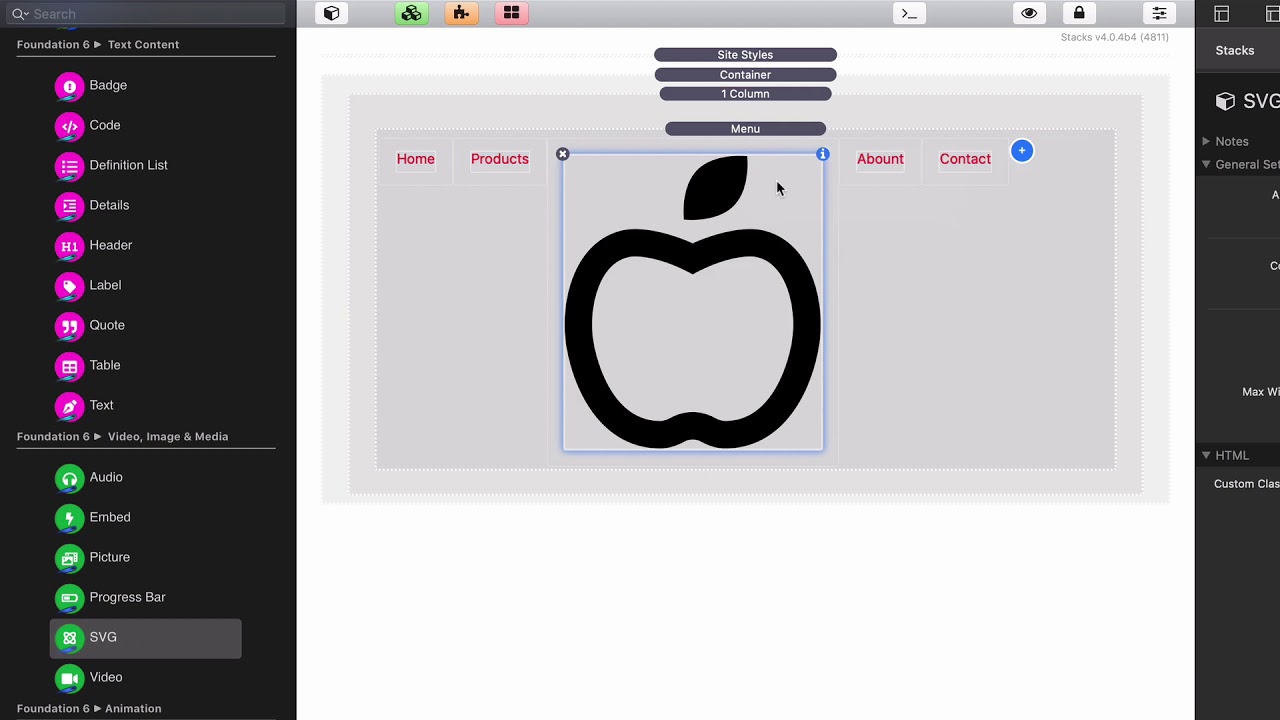 Menu Builder for Foundation 6 Stacks