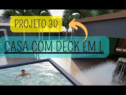 CASA DE CAMPO EM L COM PCISCINA E DECK