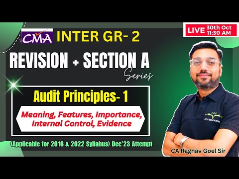 Audit Principles Meaning Features Internal Control Evidence Revision| CMA Inter| CA Raghav Goel