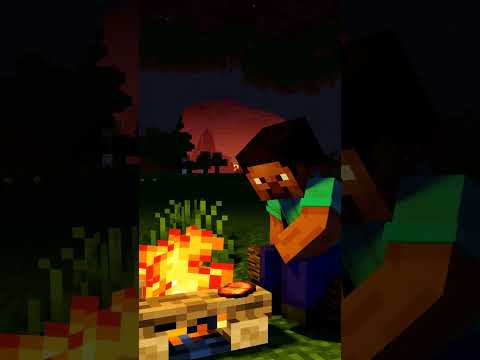 Steve Relaxing by the campfire with his Cat - Minecraft Animation #shorts
