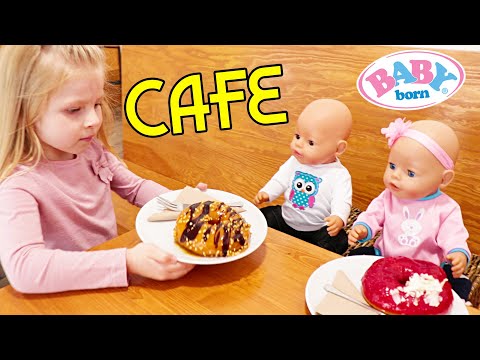 Baby Born dolls Cafe pretend play 🍩🧁🍰