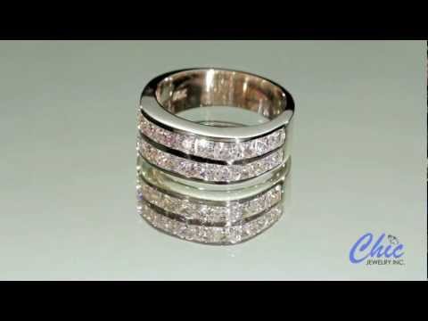 Modern  men's ring set with AAA quality princess cut cubic zirconia channel set. Item #P6504