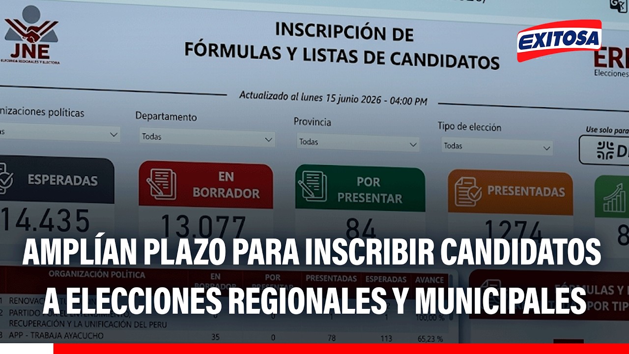 🔴🔵Elecciones regionales y municipales: JNE amplía plazo de inscripción a candidatos