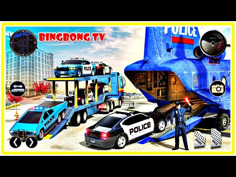 US Police CyberTruck Car Transporter: Cruise Ship - Police Transport Games  - Android Gameplay 2020