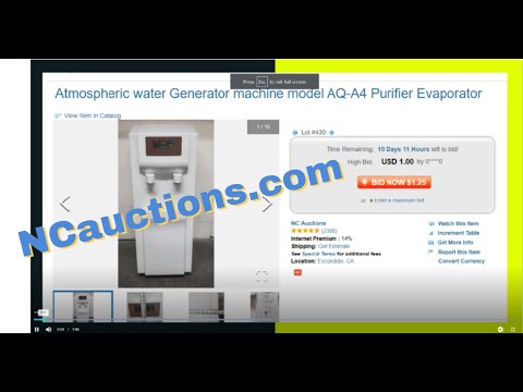 Auctioning Atmospheric water Generator machine Escondido Auctions NCauctions.com
