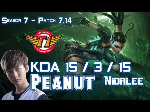 SKT T1 Peanut NIDALEE vs KHA'ZIX Jungle - Patch 7.14 KR Ranked