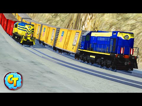 Train Accidents Derailments ✅ Twin Trains Speedy Downhill ✅ BeamNG DRIVE