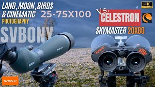 Celestron SKYMASTER 20X80 Vs. SVbony (SV28A) 25-75X100 | LONG DISTANCE Binoculars Vs. Spotting scope