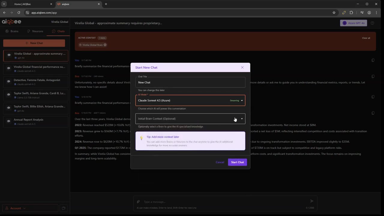 Aiqbee - Using Brains and Chat Tutorial