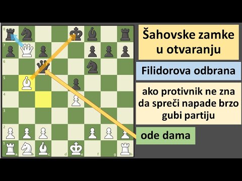 Šahovske zamke u otvaranju - Filidorova odbrana - slaba odbrana crnog dovodi do teške pozicije