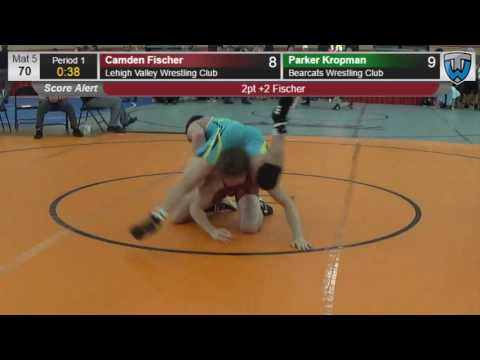 1197 Open Men 70 KG Camden Fischer Lehigh Valley Wrestling Club vs Parker Kropman Bearcats Wrestling