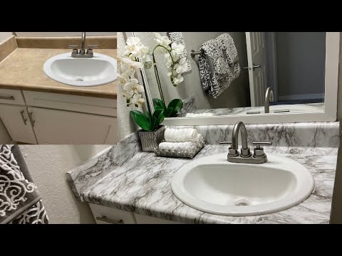 DIY Peel and Stick Contact Paper| Bathroom Countertop| less than $10 upgrade!