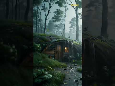 Earth-Sheltered Cabin in Rainstorm | Wind, Rain & Muddy Forest Sounds | 4K Nature Ambience
