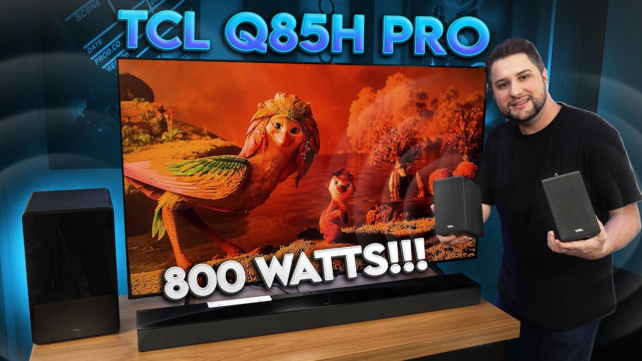 Miniatura da avaliação em vídeo de Soundbar TCL Q85 Pro 7.1.4 Canais com Subwoofer Sem Fio