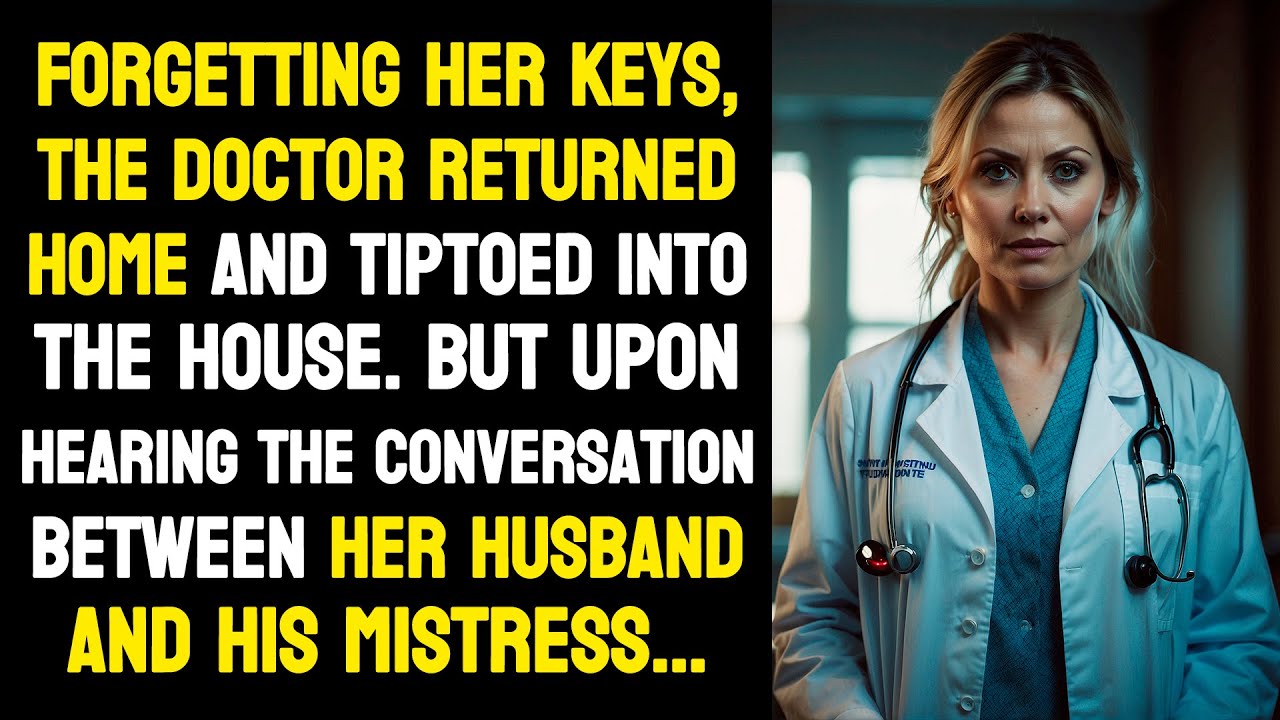 Forgetting her keys, the doctor returned home and tiptoed into the house. But upon hearing...