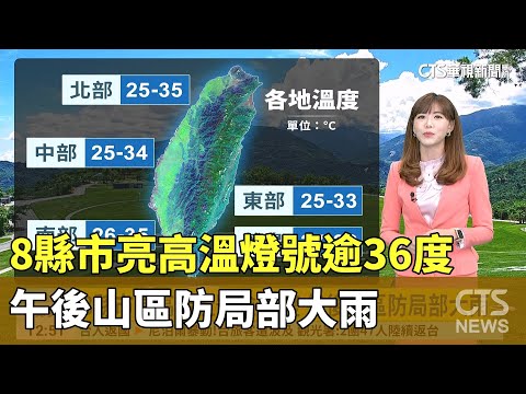8縣市亮高溫燈號逾36度　午後山區防局部大雨