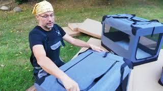 Klec pro psa, přepravní klec, látková přepravka, šedá S