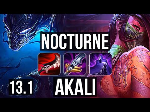 NOCTURNE vs AKALI (MID) | 3.1M mastery, 1200+ games, 6/2/6 | KR Master | 13.1