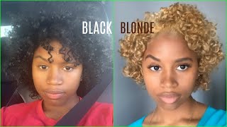 HEALTHY CURLY BLONDE from JET BLACK HAIR 1st time!