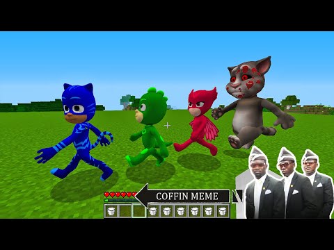 Who Will Win Talking Tom.EXE or PJ MASKS in Minecraft - Coffin Meme