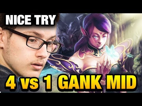 Holy Shit 4 Man Ganking Me Mid Non-Stop - Miracle- [TA] Dota 2